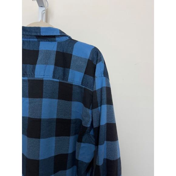 Vintage David Carey Men's Flannel Shirt 2XL Grunge Shadow Plaid Skater XXL Blue - Picture 5 of 5